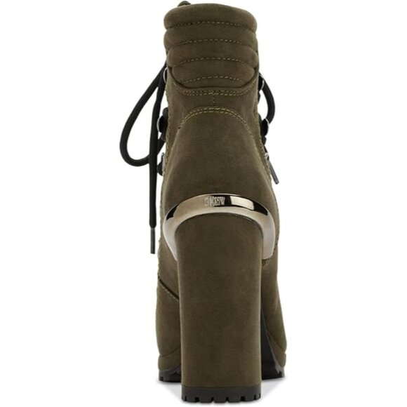 Dkny Womens Green Lug Sole Padded Lenni Block Heel Lace Up Dress Boots Size 9 - Picture 2 of 6